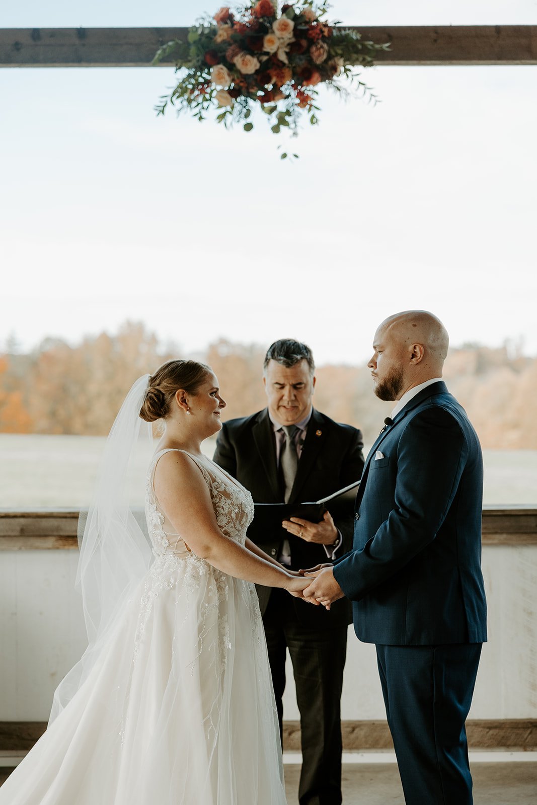 A bride and groom during a wedding ceremony