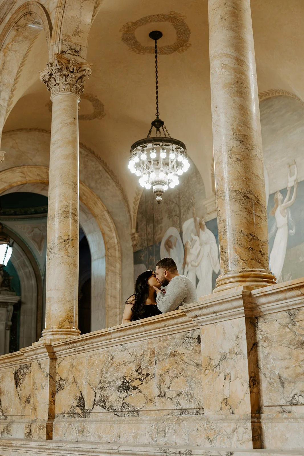 A couple taking engagement photos at one of my favorite Massachusetts engagement photo locations