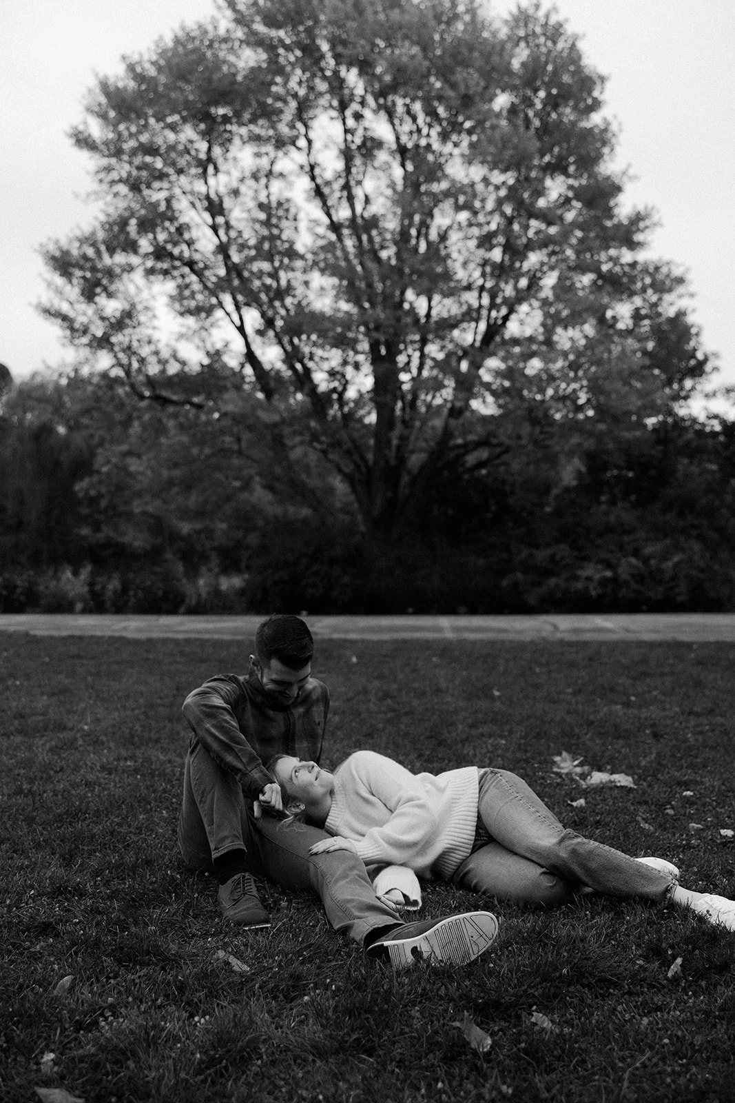 A couple posing for engagement photos at a Massachusetts engagement photo location