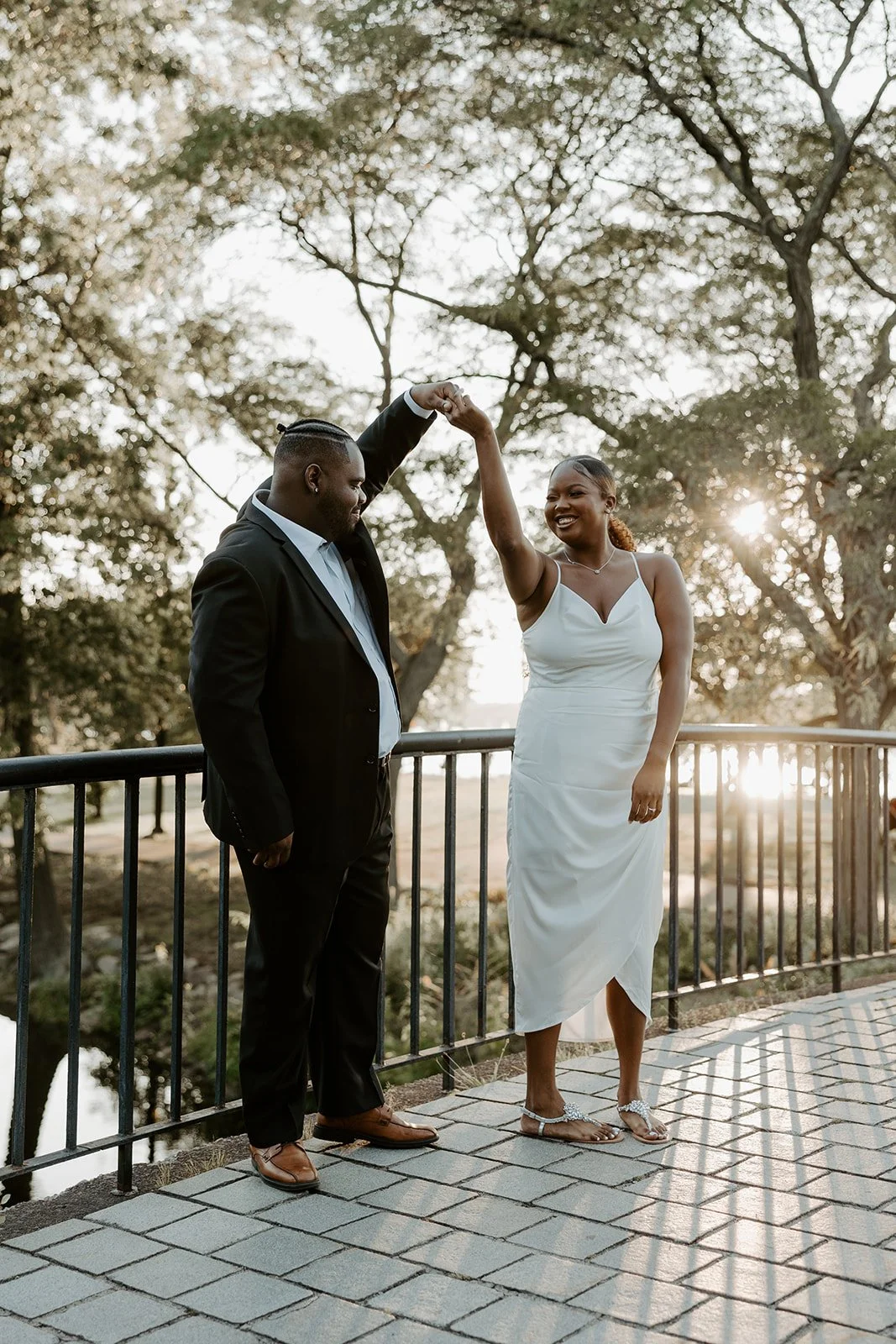 A couple at Massachusetts engagement photo location the Esplanade