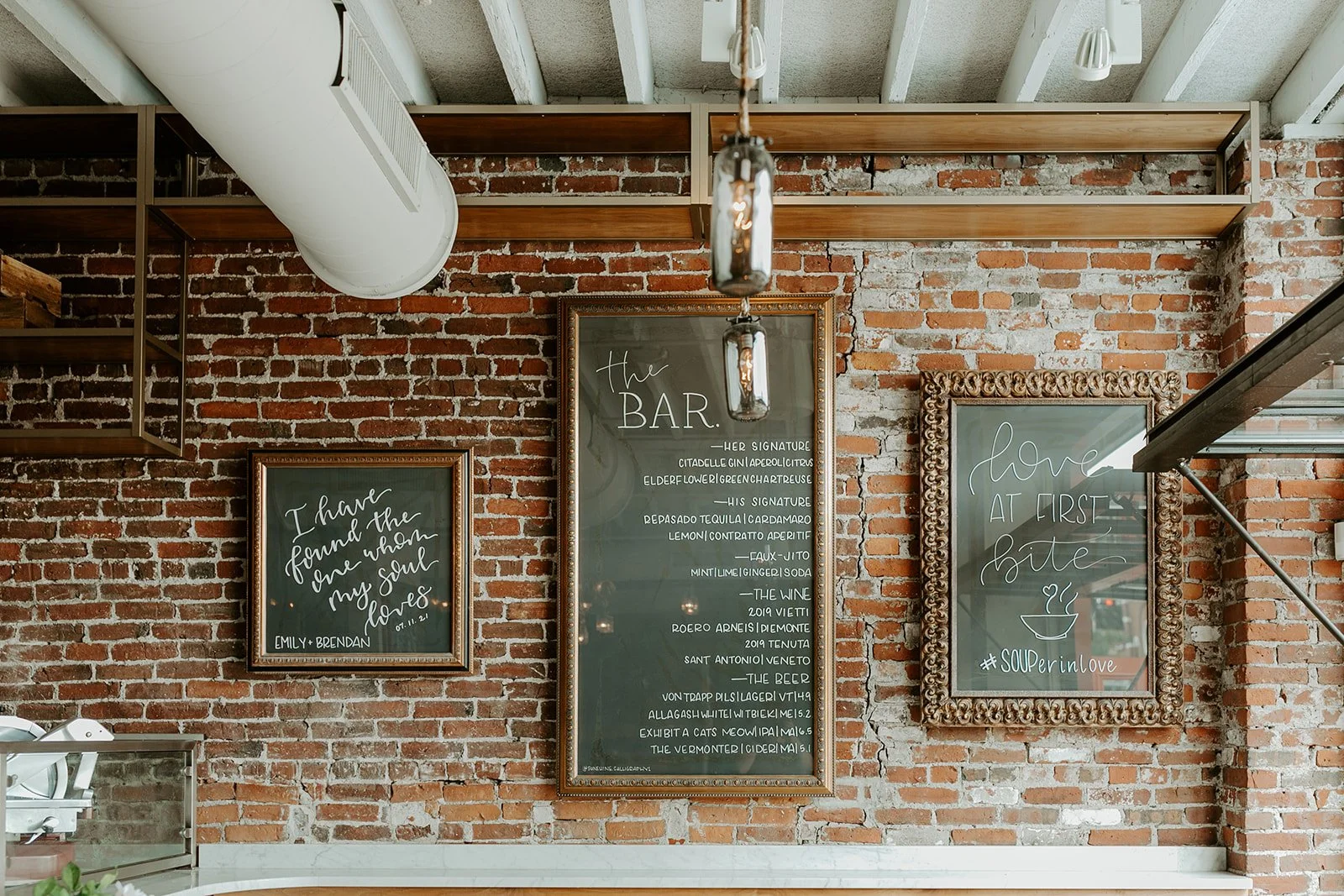 A bar sign for a wedding at a restaurant