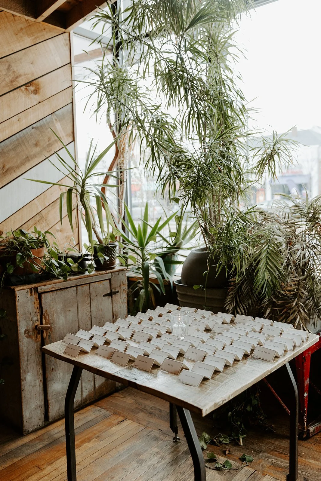 A wedding decoration table setup at La Brasa