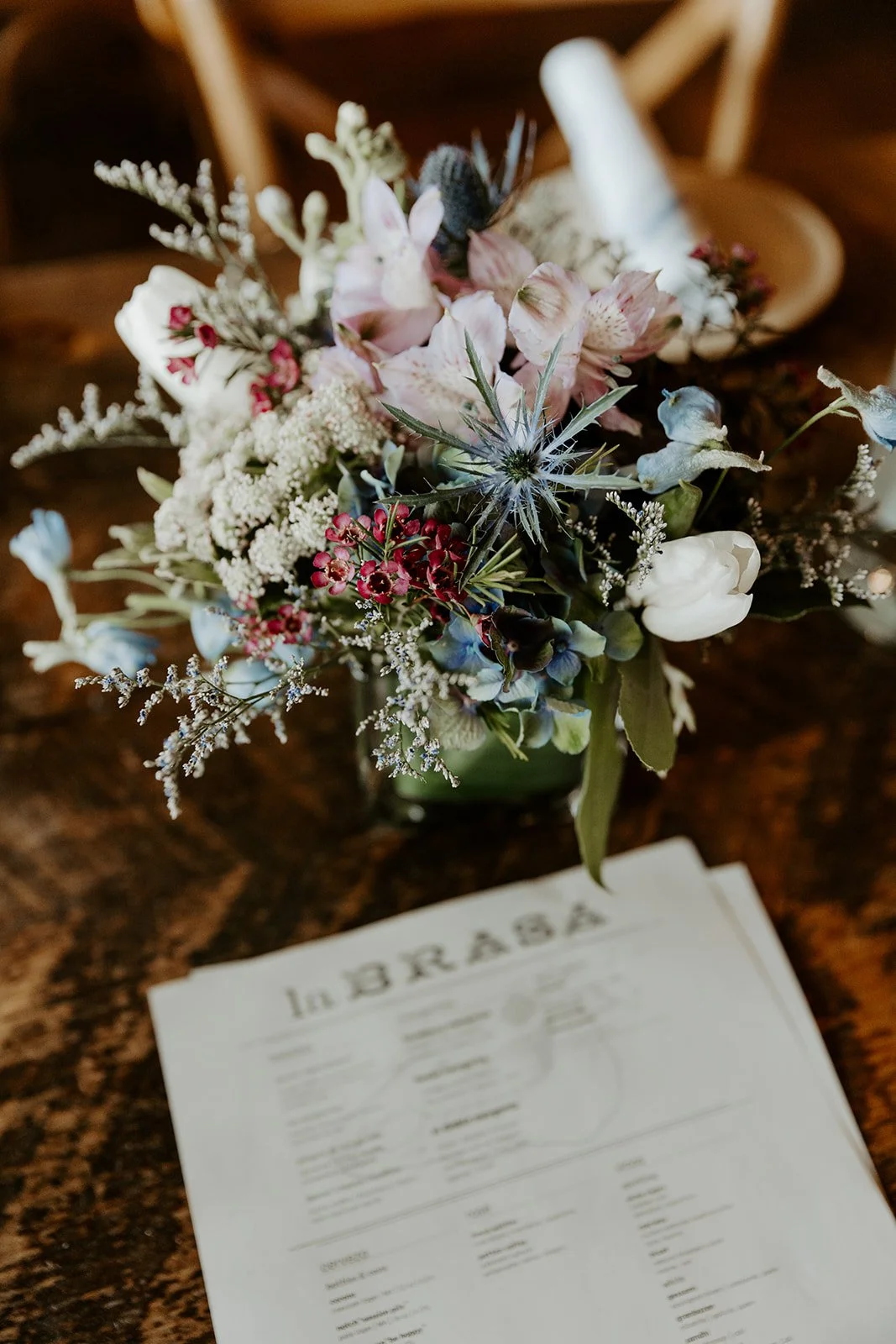 A table setup for a restaurant wedding