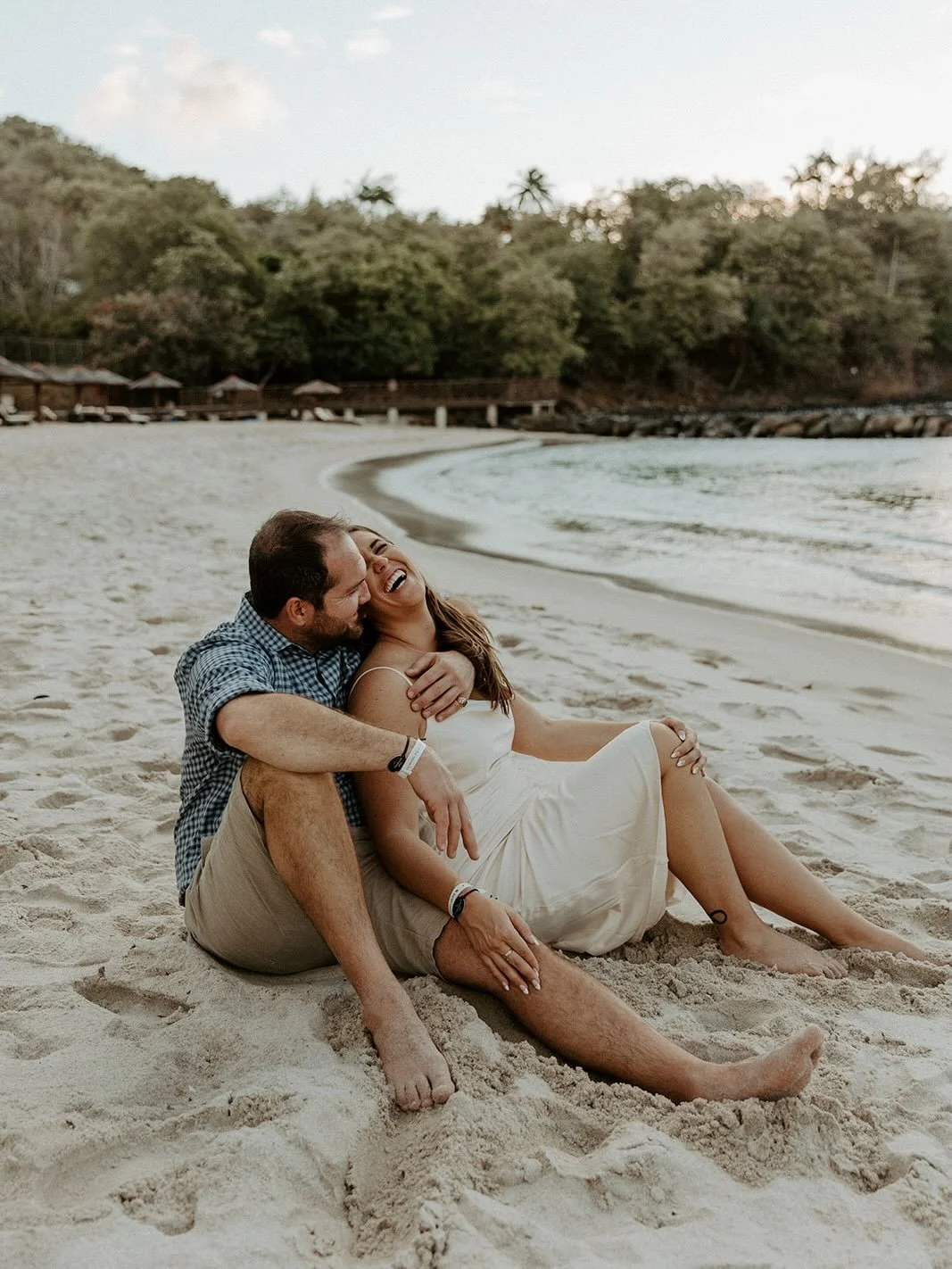Woke up to snow on April 7th so I&rsquo;m really craving somewhere tropical nowadays &mdash; BillieAnn &amp; Cory running around the beach the night before their wedding in St. Lucia 🌴
