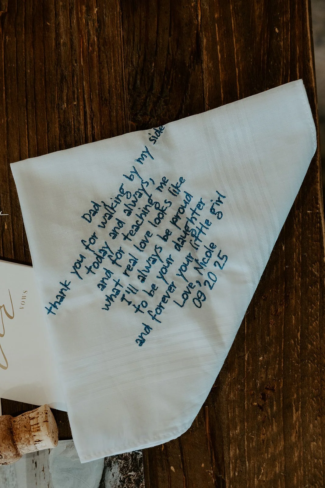 A handkercheif with handwritten notes