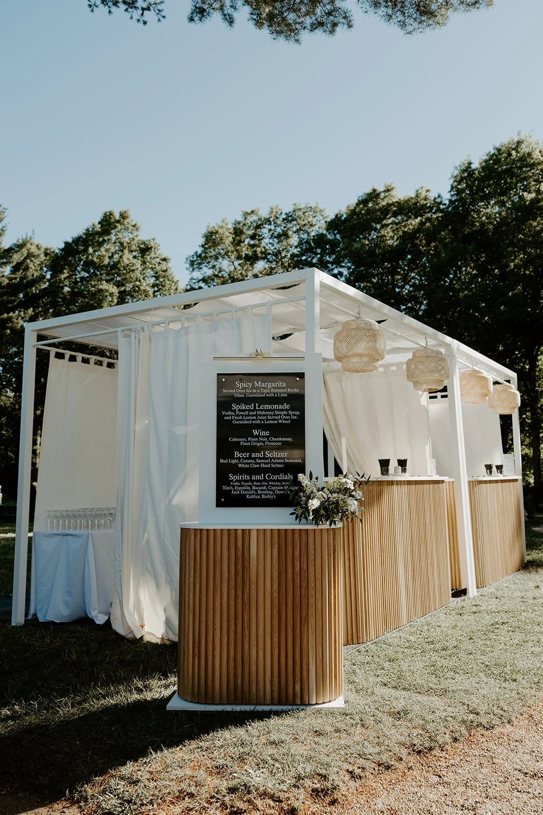 A wedding bar setup at a Glen Magna wedding