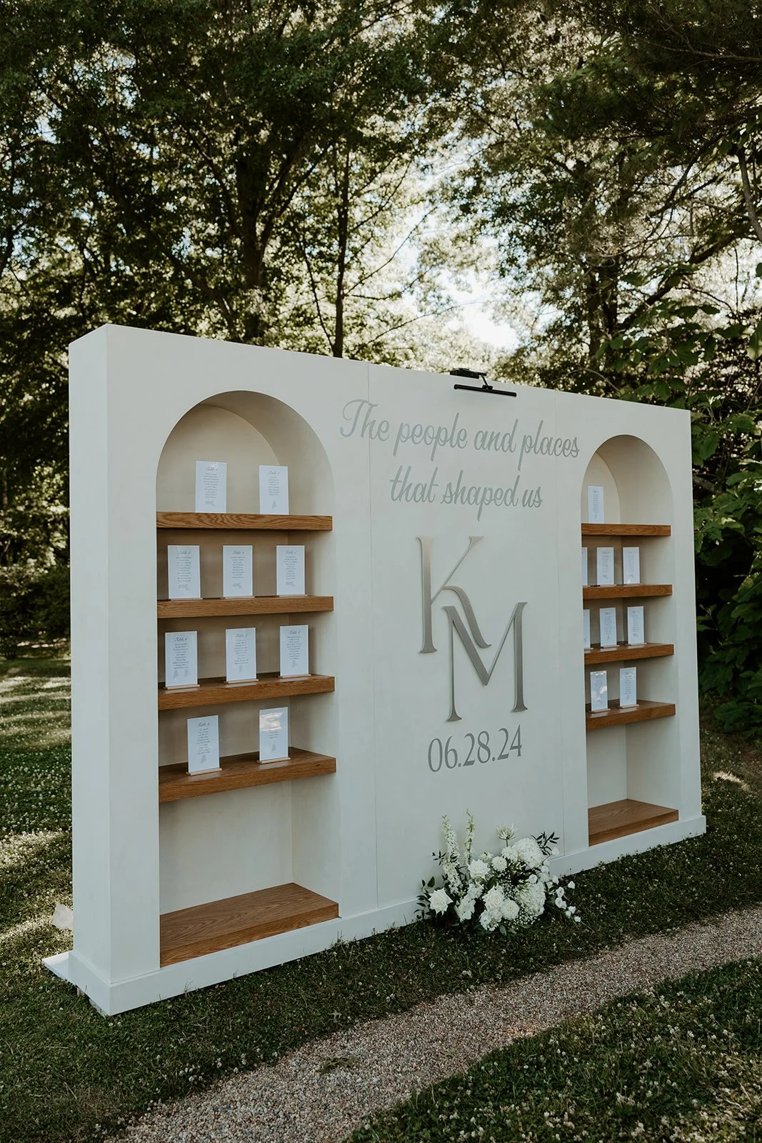 A wedding seating chart for a Glen Magna wedding