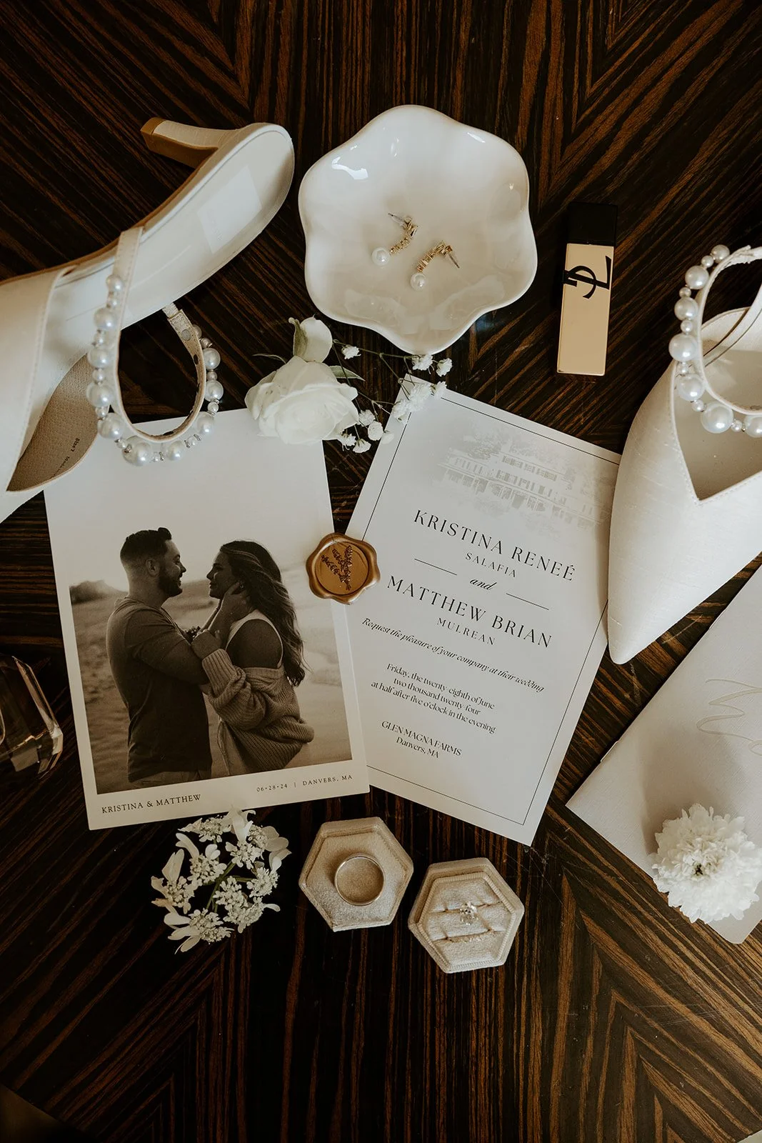 A wedding flat lay from a modern wedding