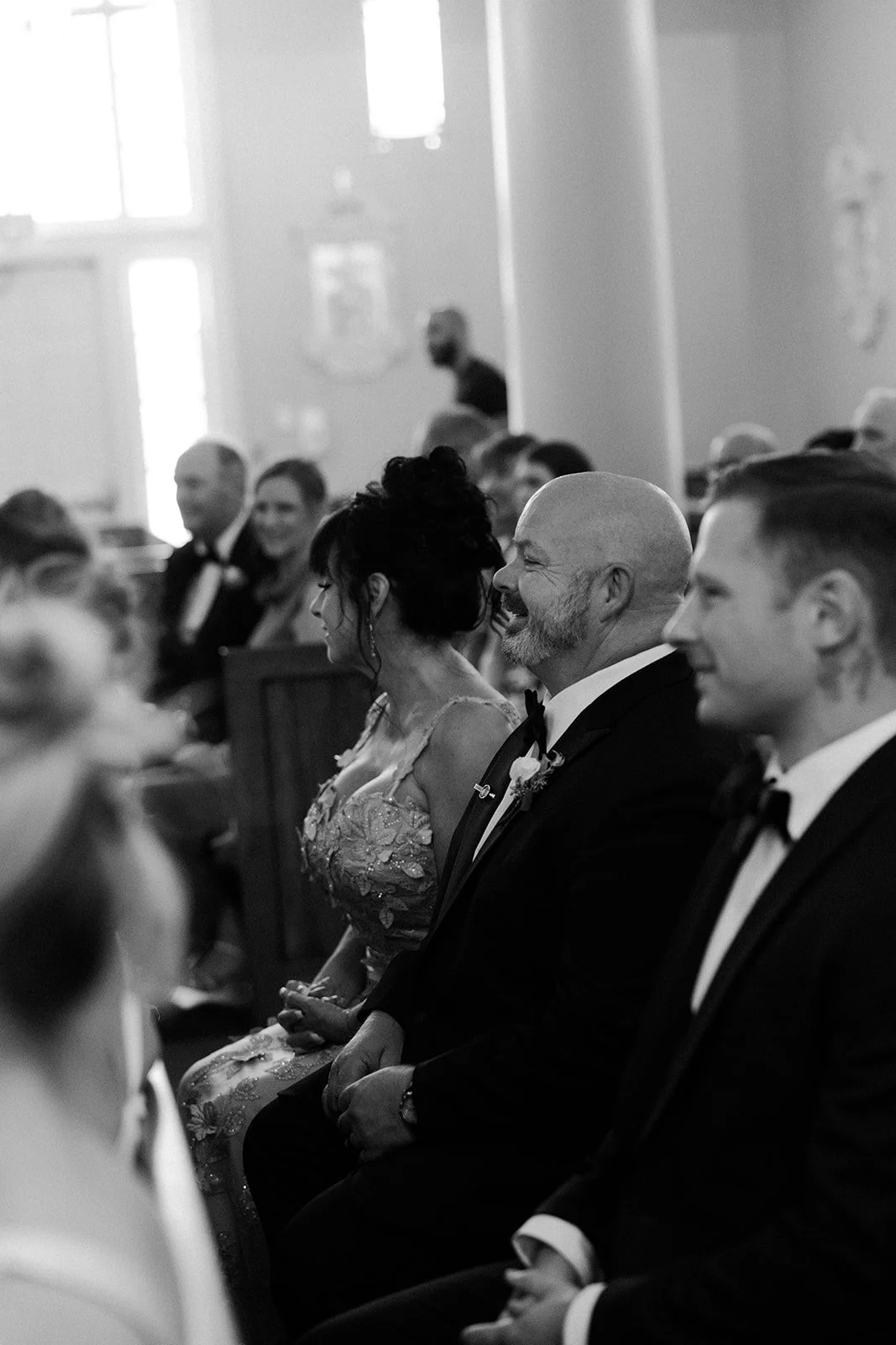 wedding guests crying during a wedding ceremony