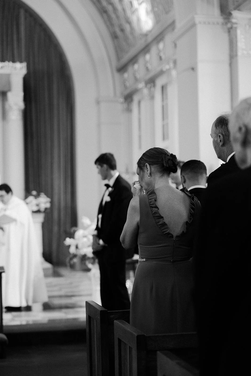 wedding guests crying during a wedding ceremony