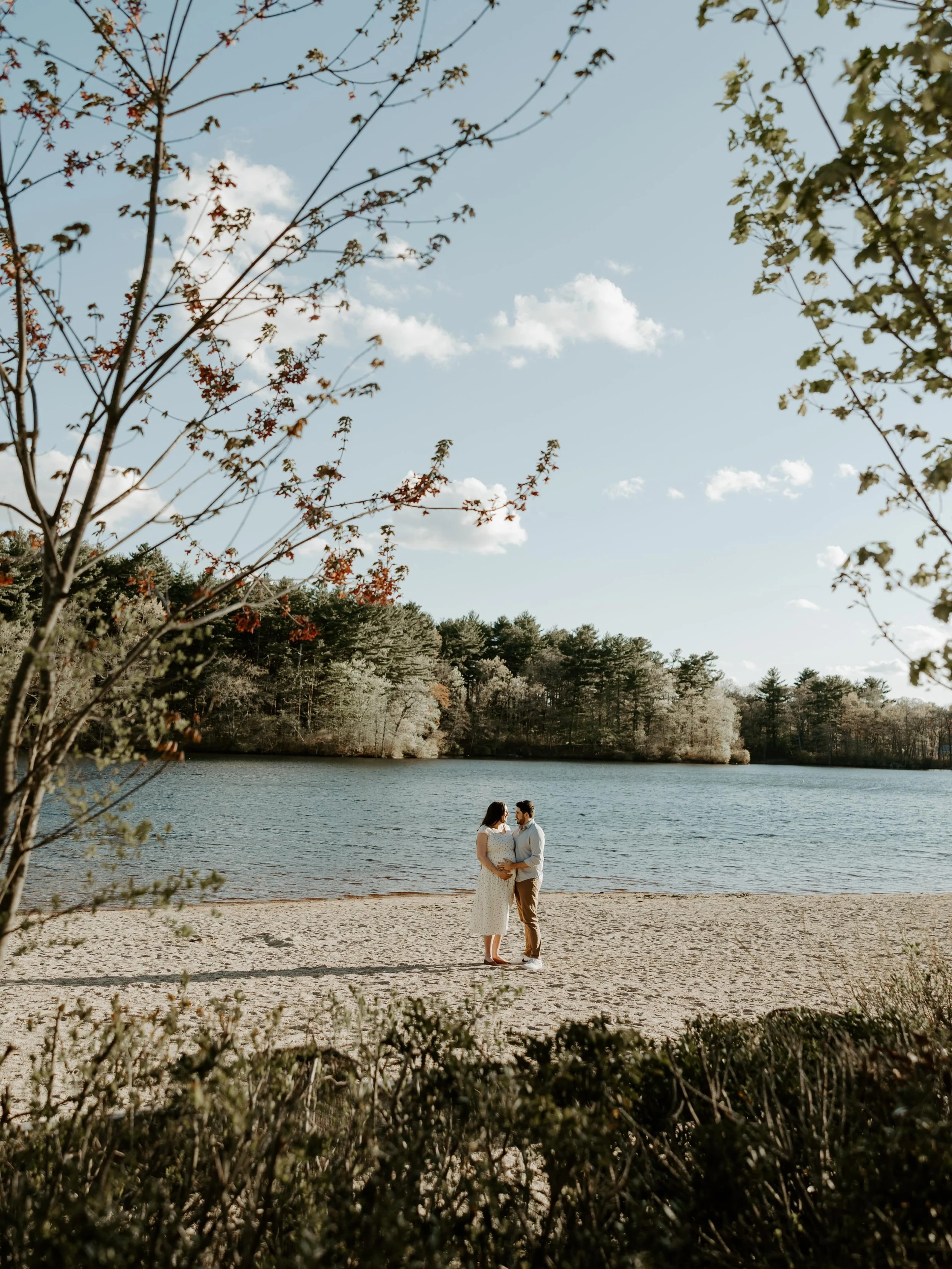Katie &amp; Allan awaiting the arrival of their little one on a sunny evening at Houghton&rsquo;s Pond 💚