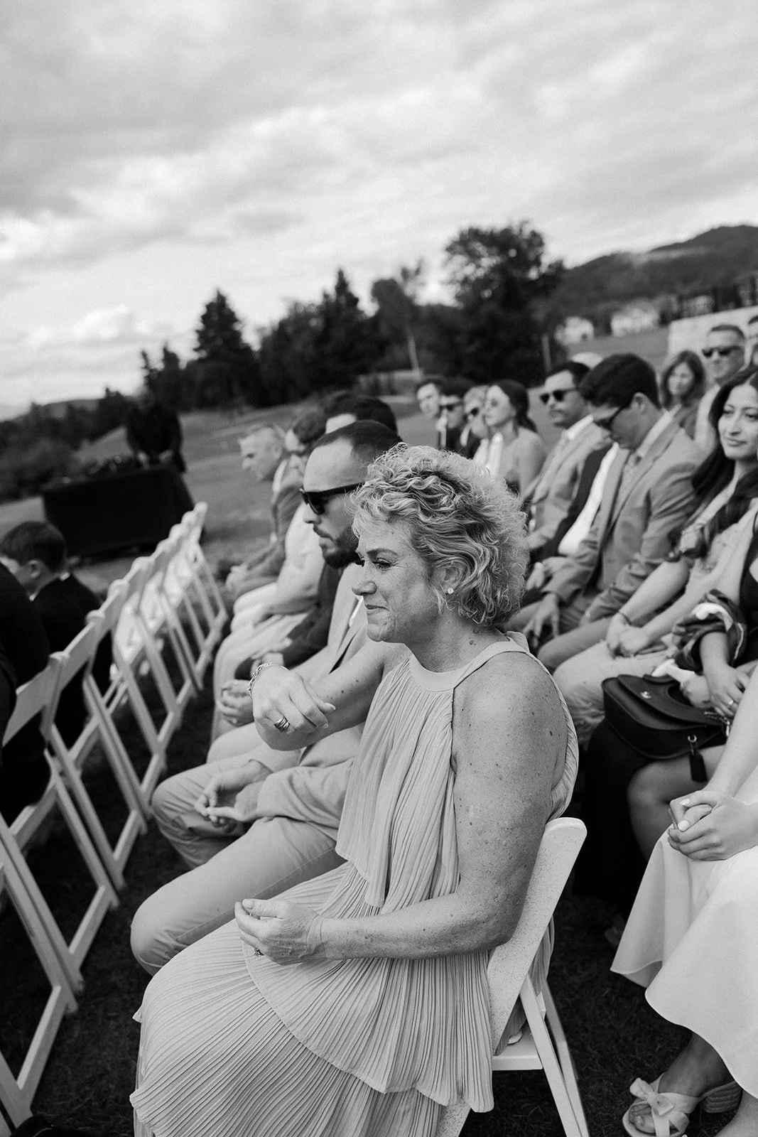Wedding guests crying during a wedding ceremony