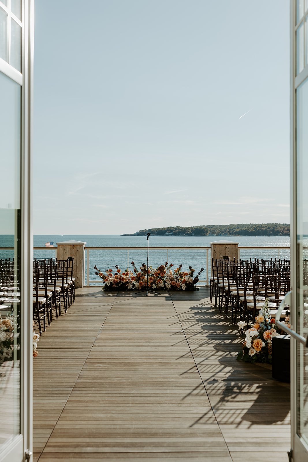 An outdoor wedding ceremony setup