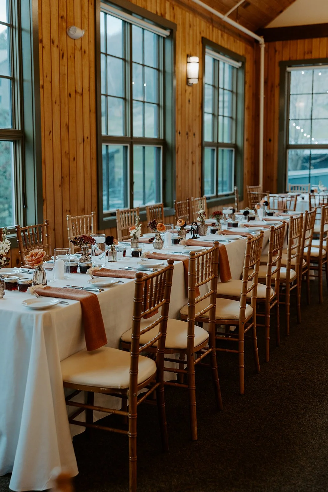 A wedding reception inside of Sugarbush Inn