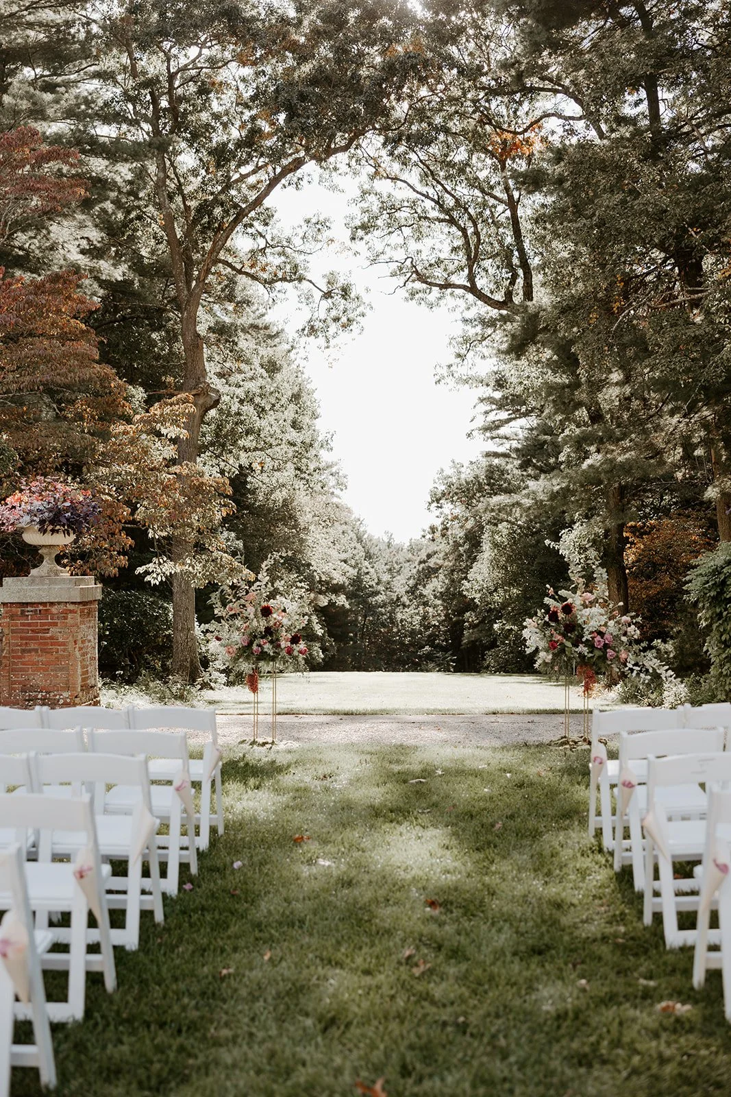 A wedding ceremony setup at the bradley estate