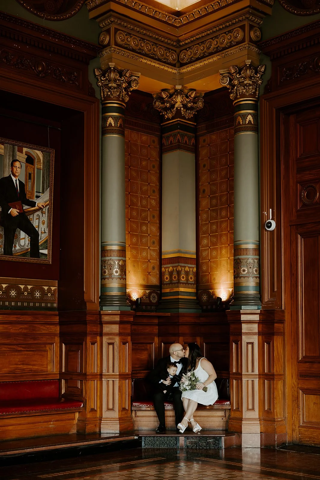 A bride and groom demonstrating how to plan an elopement at providence city hall
