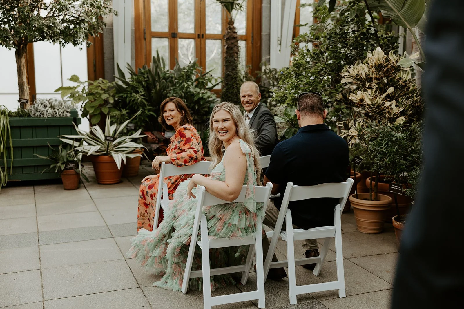 An elopement ceremony at a botanic garden