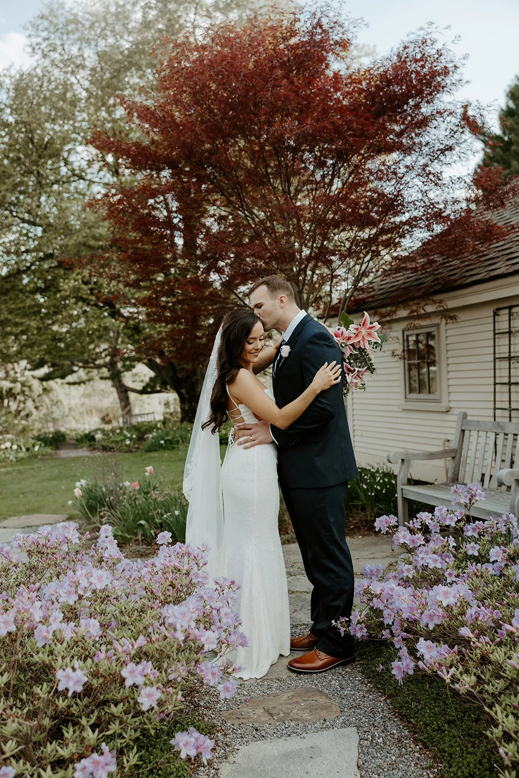 A wedding couple taking photos in a blog about how to plan an elopement