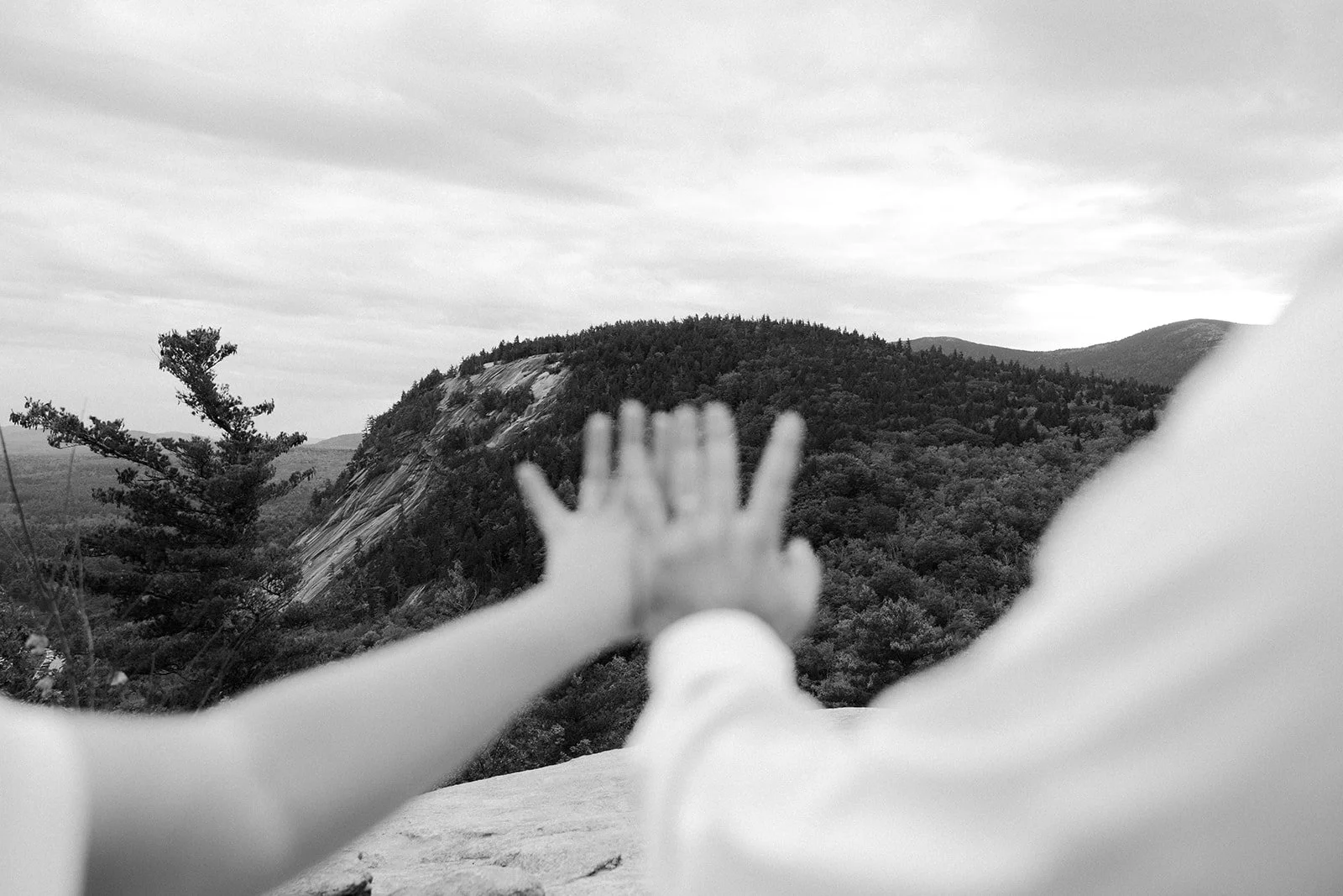 A black and white photo from a new england elopement
