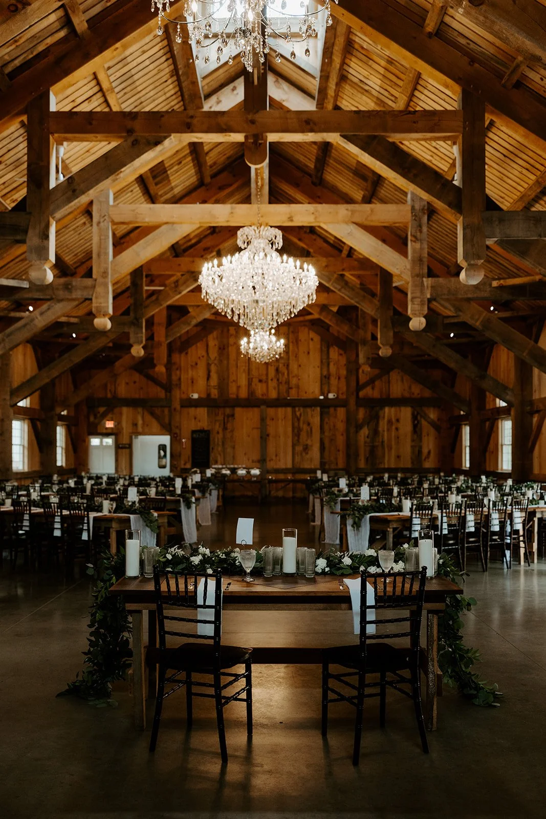 A wedding reception set up in timber hill farm