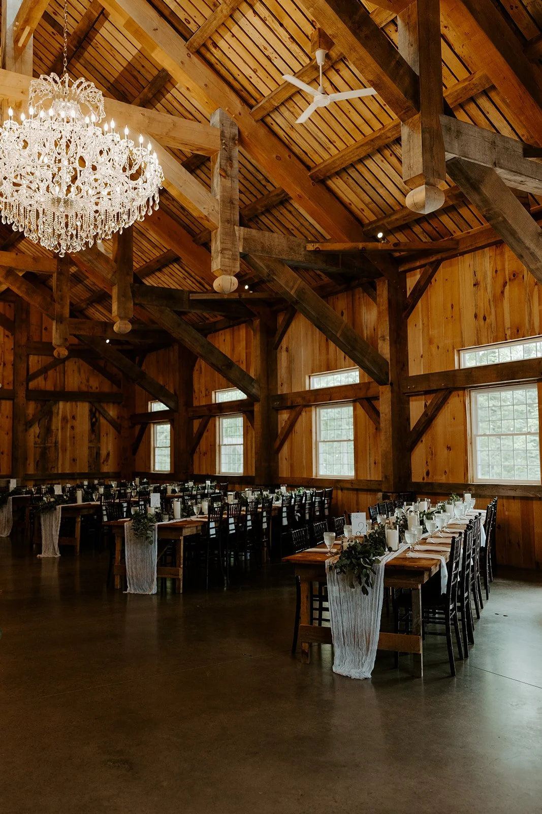 A wedding reception set up in timber hill farm