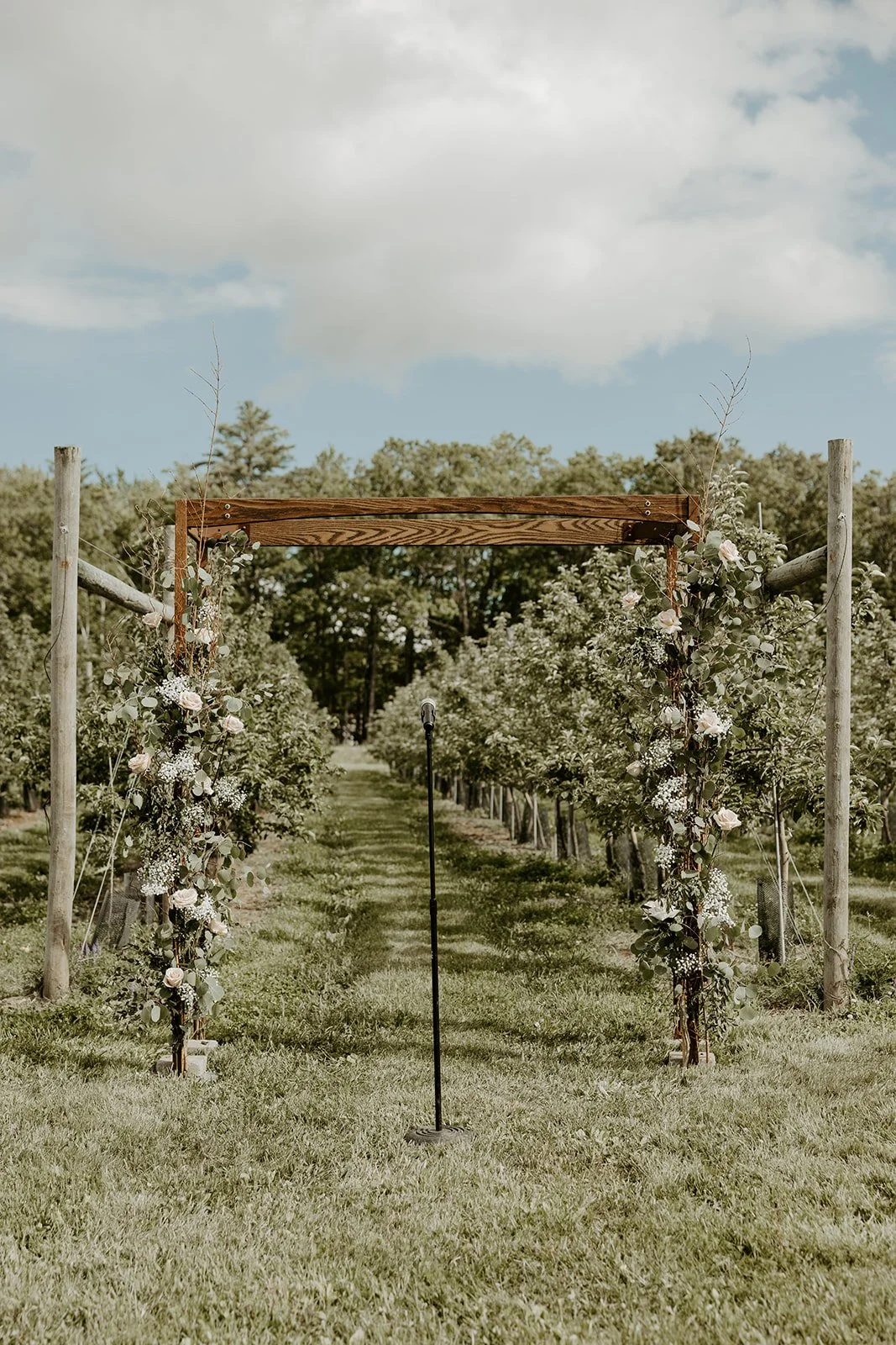 A wedding ceremony in the vineyards at the greenery at mckenzies farm
