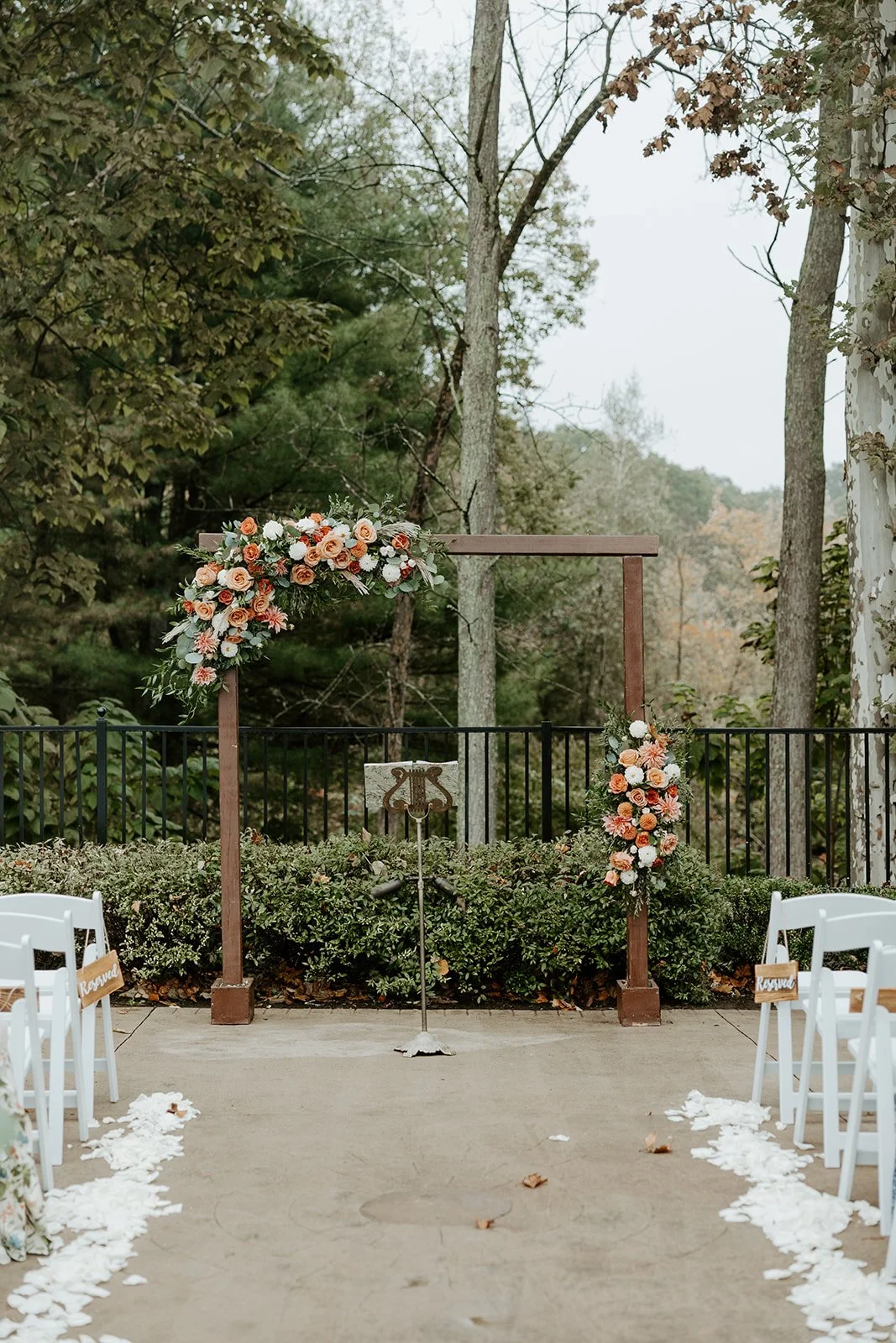 A wedding ceremony setup at the Grove at Briar Barn Inn