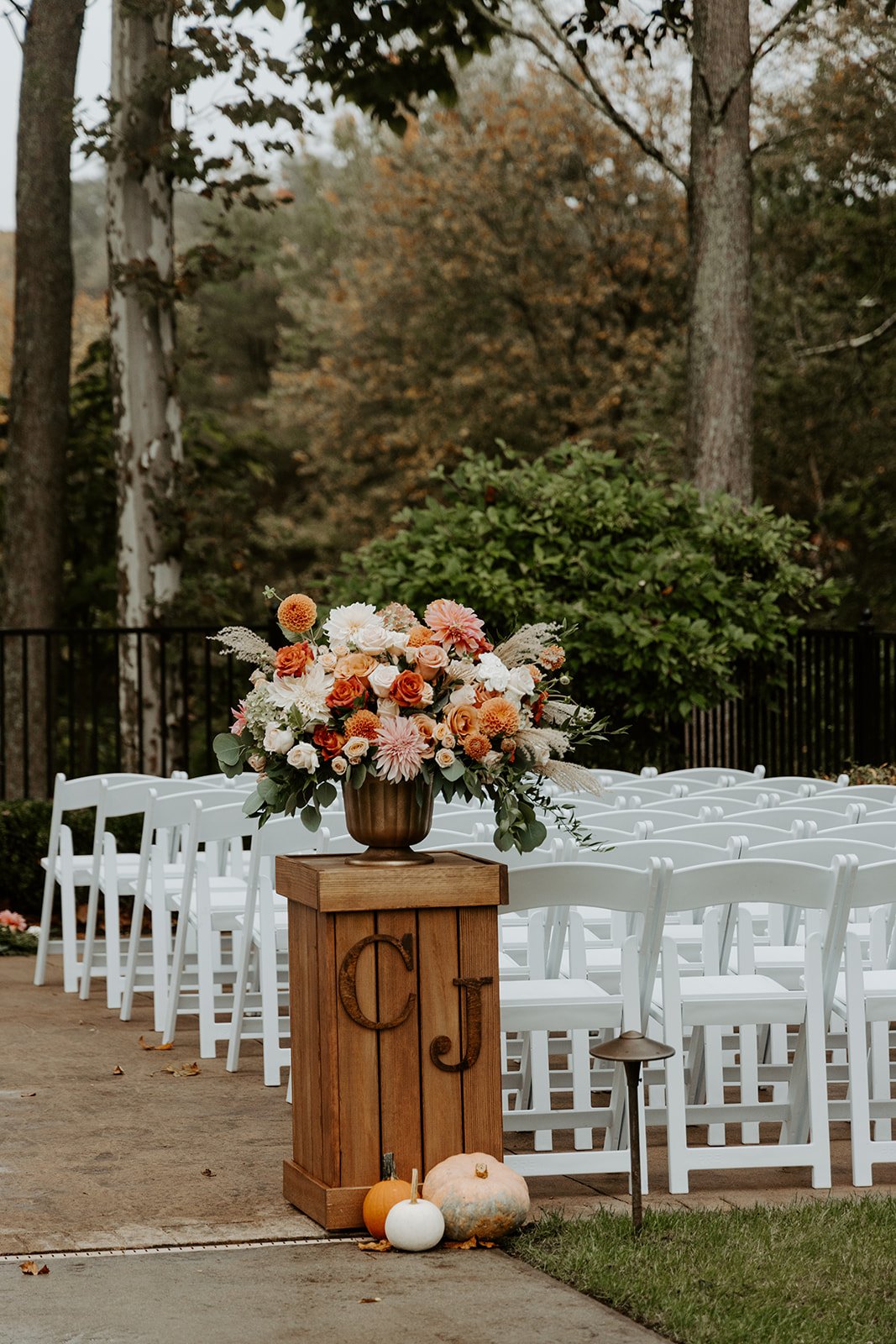 A wedding ceremony setup at the Grove at Briar Barn Inn