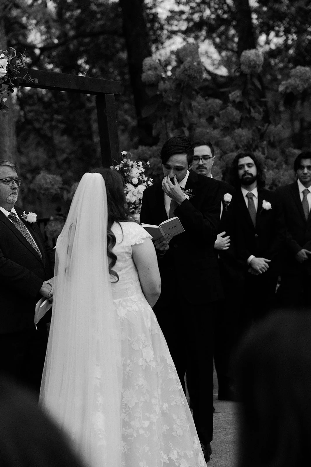 A wedding ceremony taking place at the grove