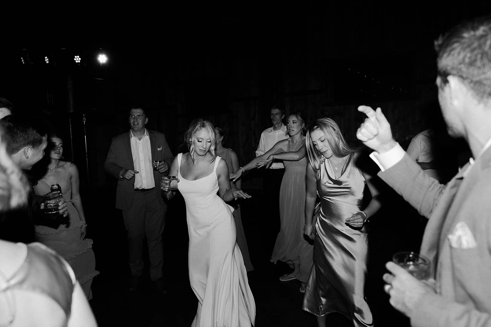 A bride and groom dancing at their wedding reception