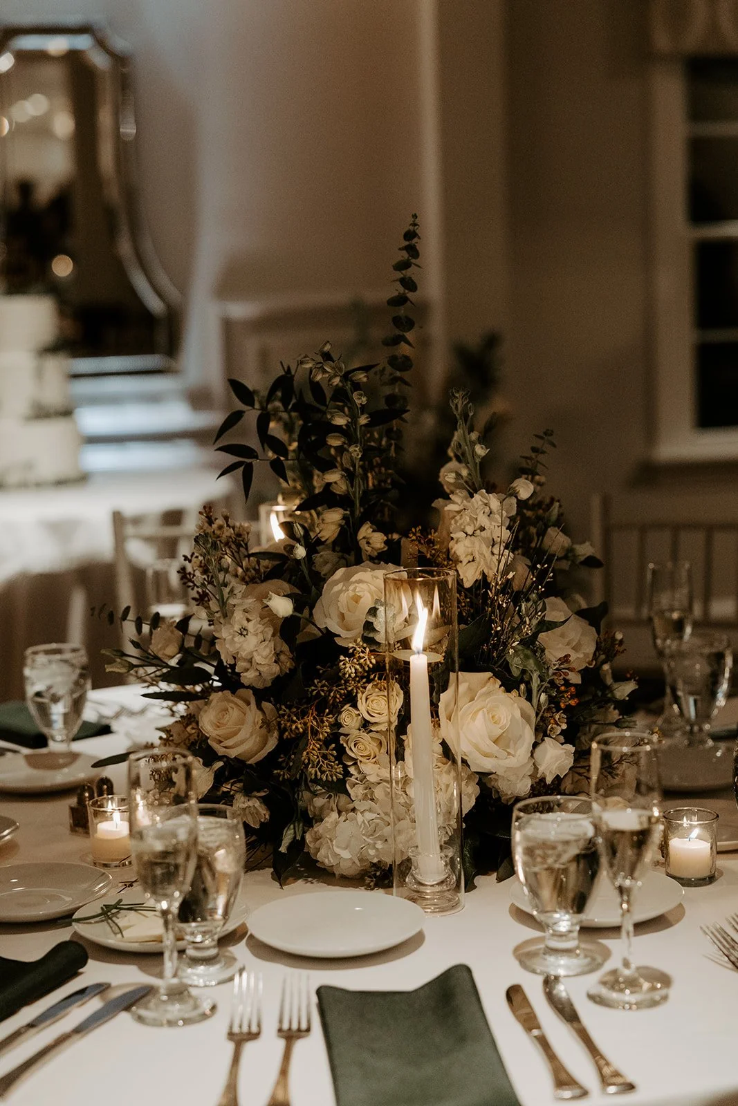 Winter wedding reception decor