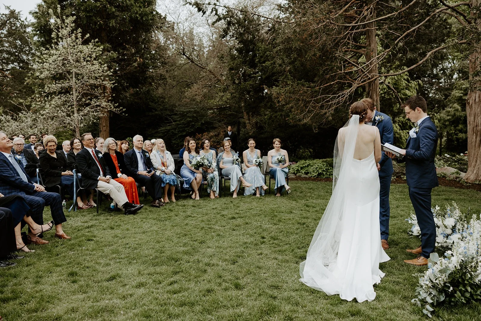 An outdoor spring wedding ceremony