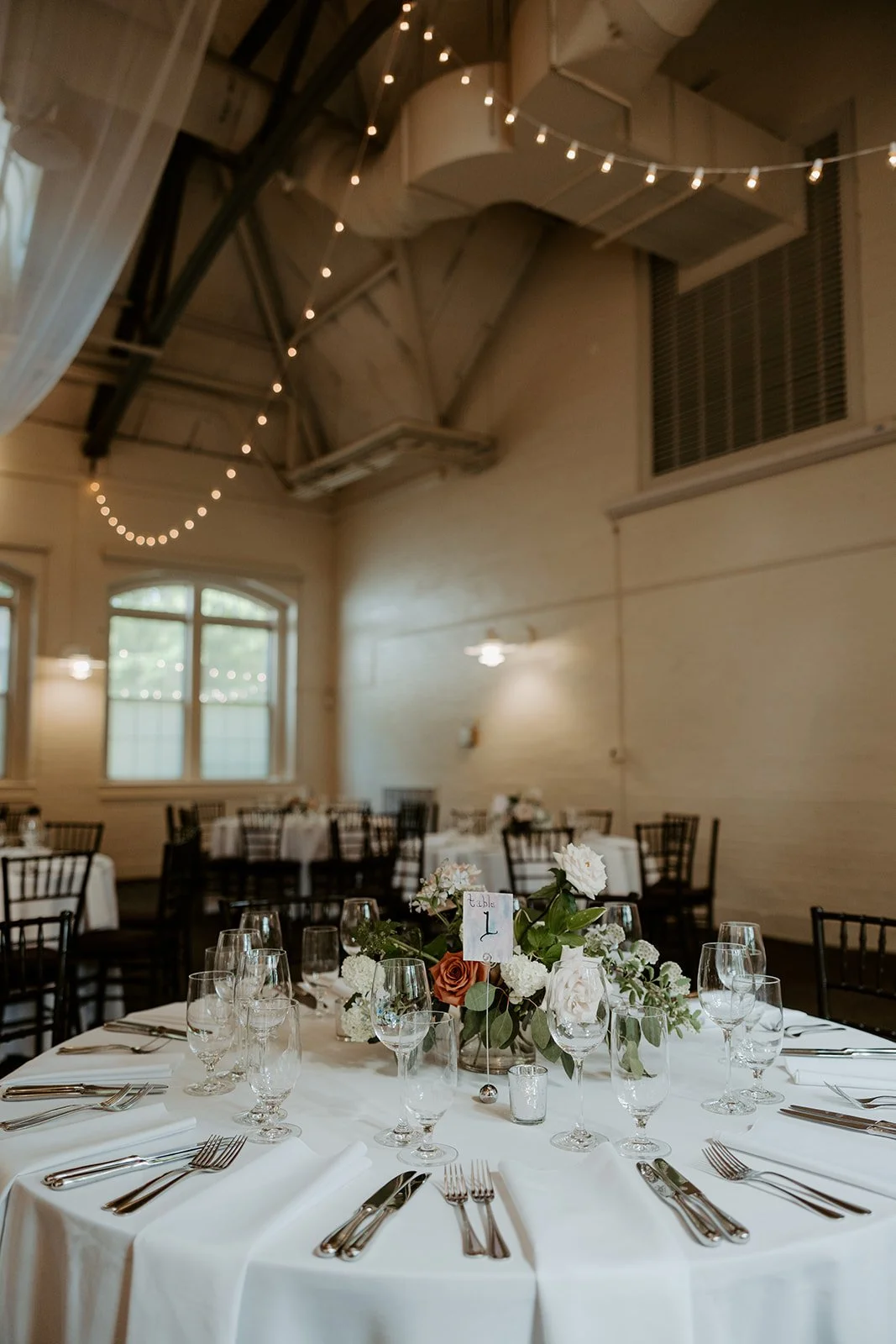 A wedding reception inside of elm banks