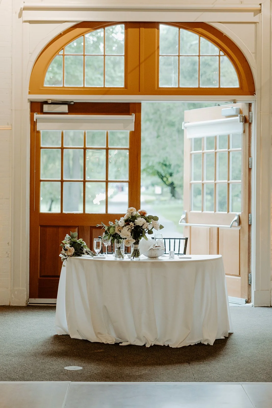 A wedding reception inside of elm banks