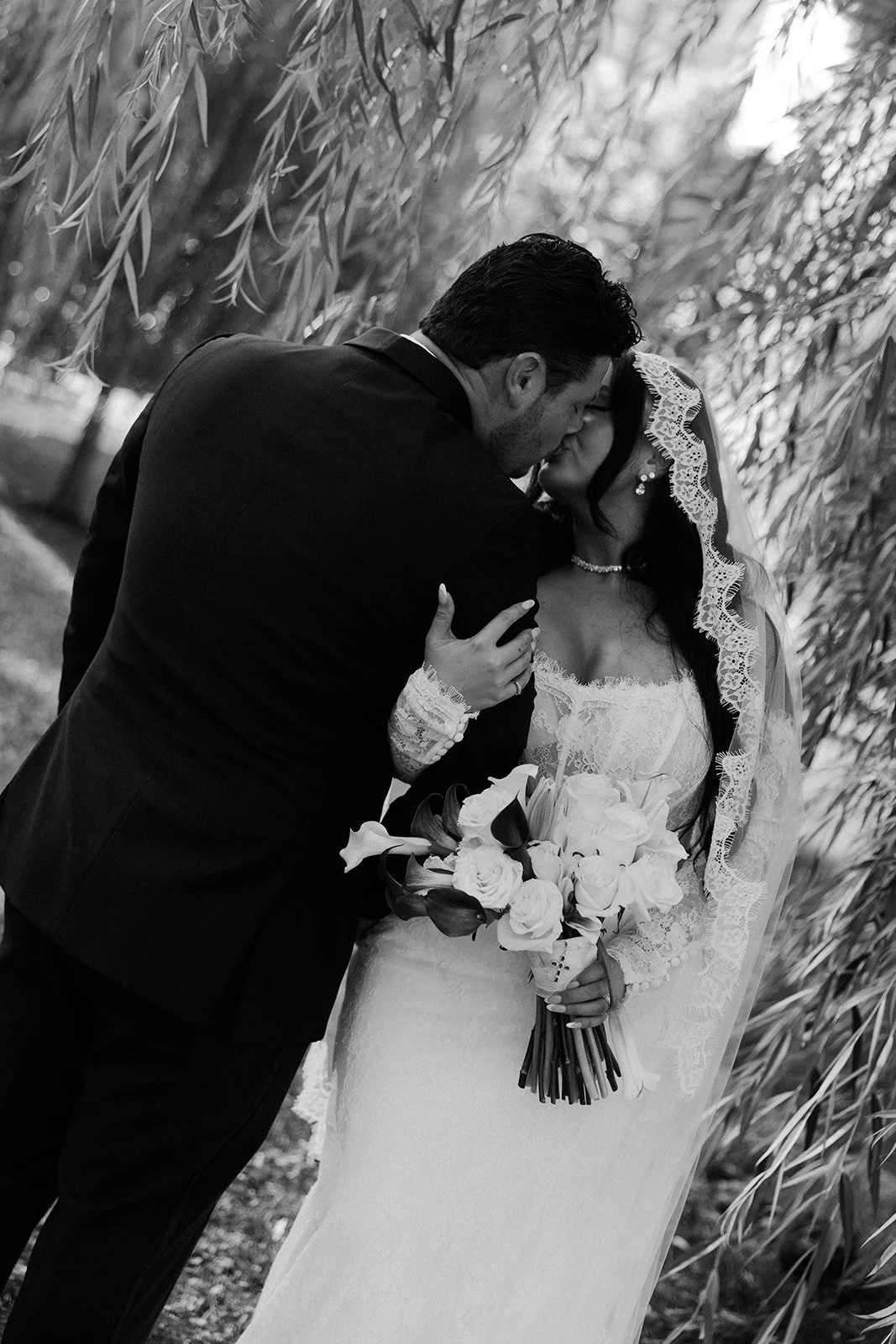 A bride and groom at their Boston Public Garden wedding