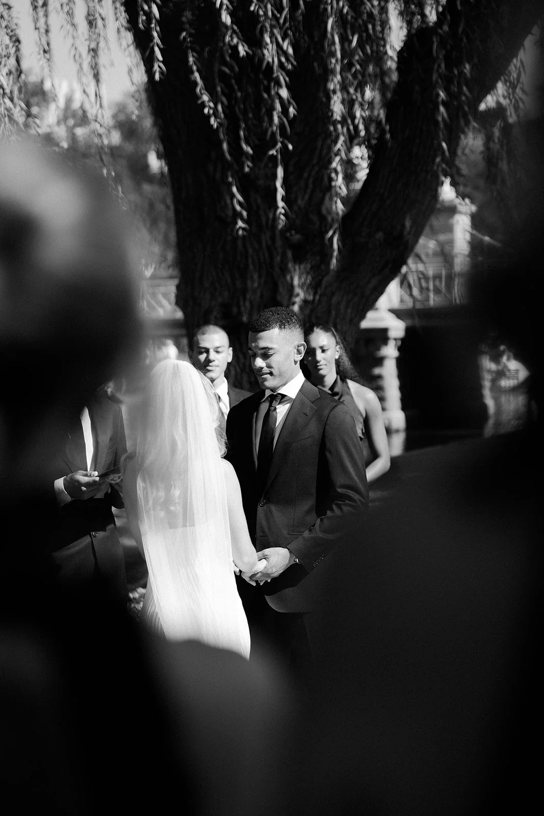 A bride and groom during their Boston Public Garden wedding ceremony