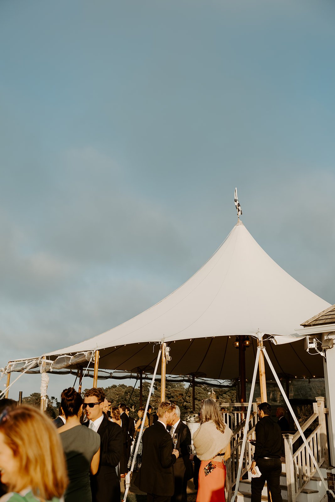 A wedding reception at a coastal wedding