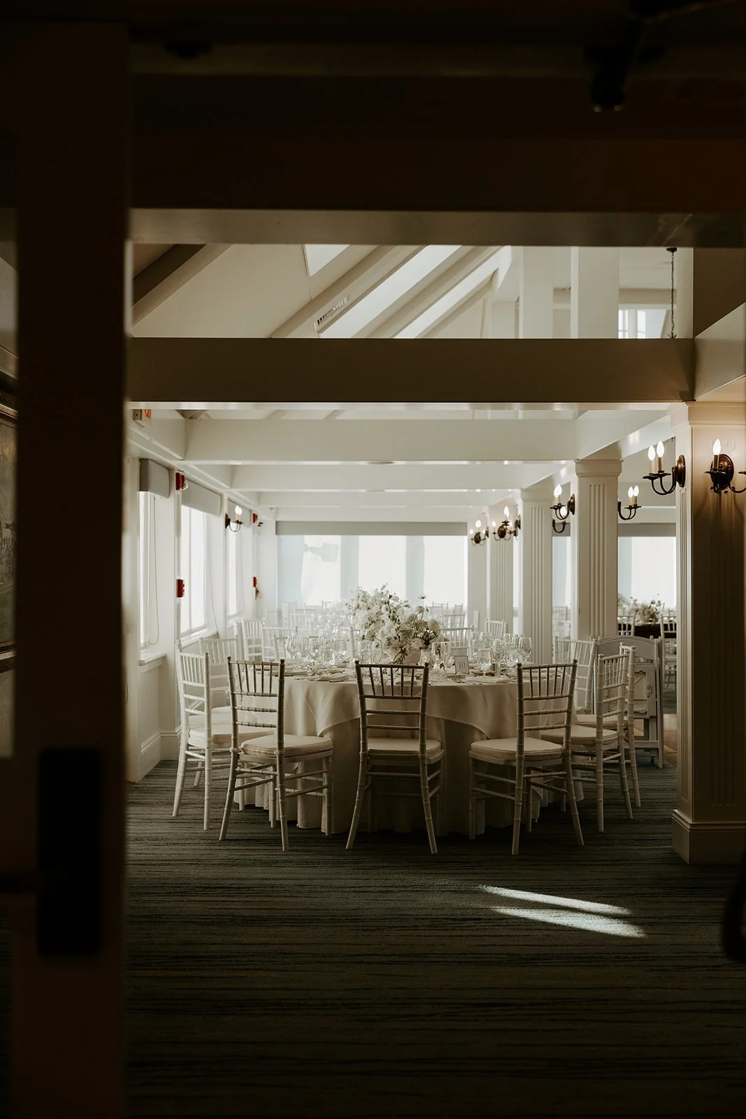 A wedding reception at a coastal wedding