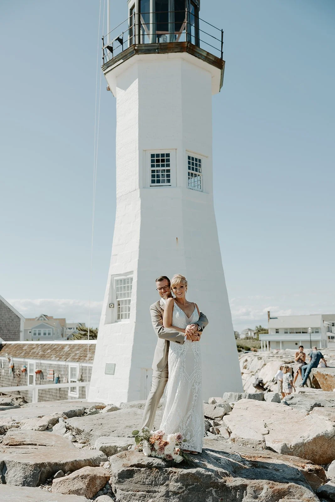 A bride and groom at their South Shore wedding venue