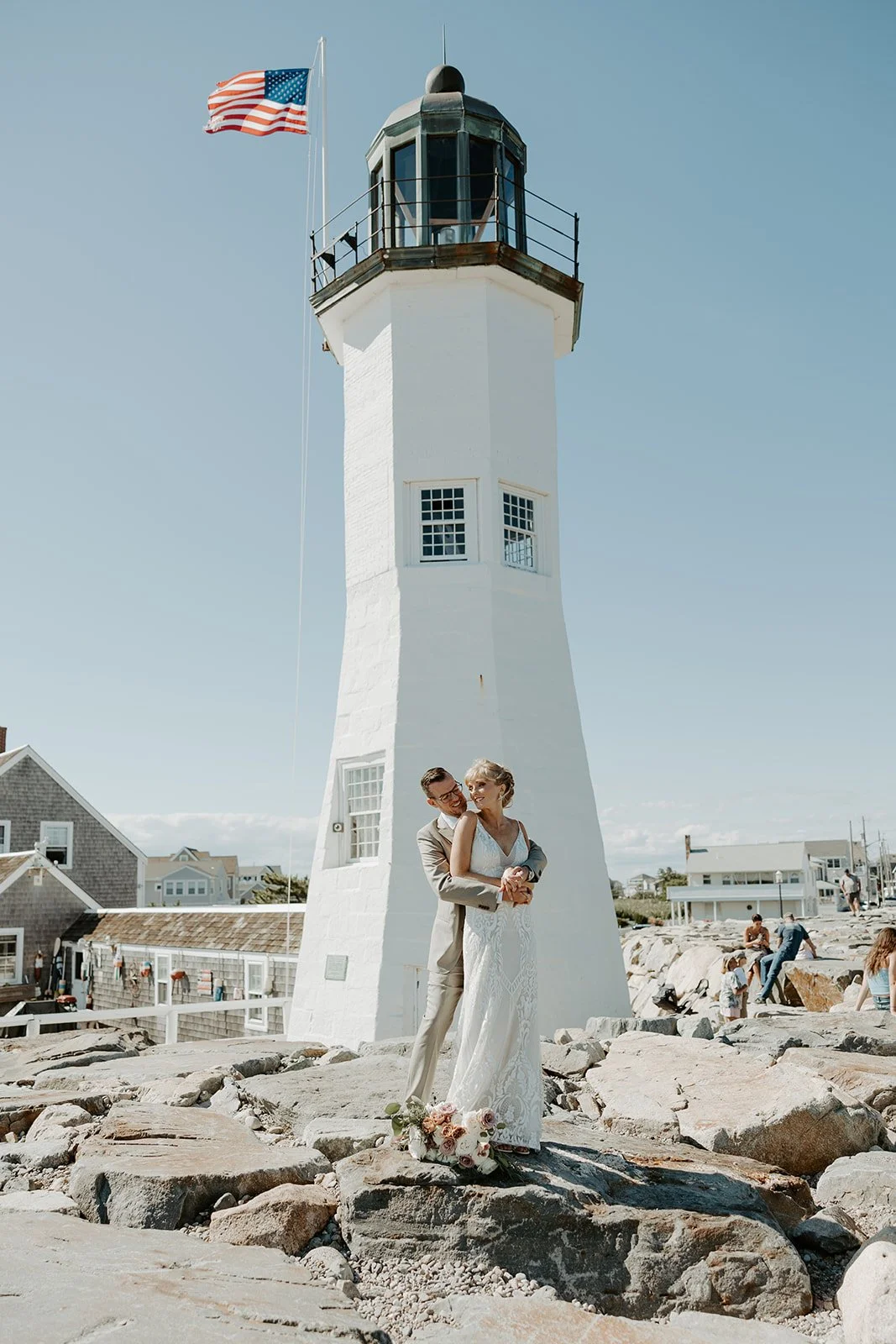 A bride and groom at their South Shore wedding venue