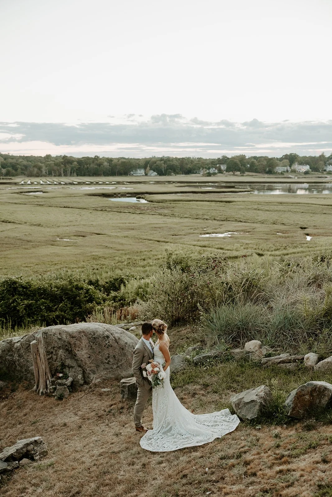 A bride and groom at their South Shore wedding venue