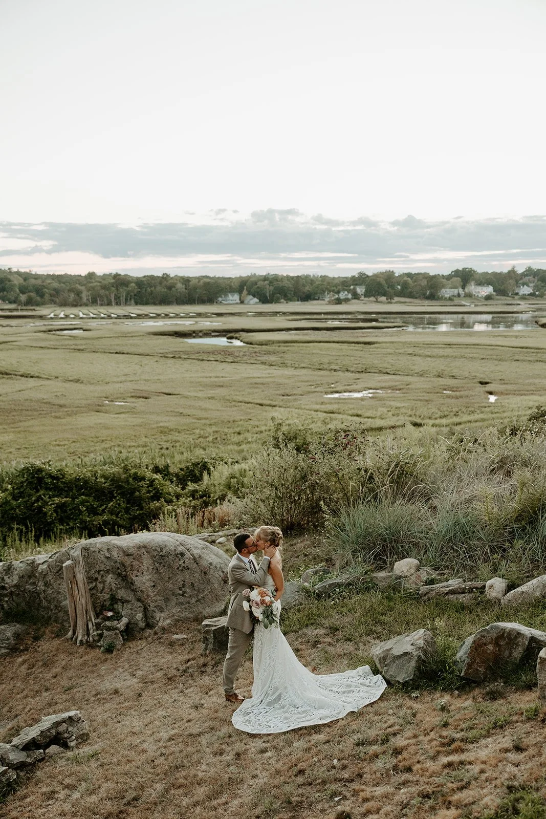 A bride and groom at their South Shore wedding venue
