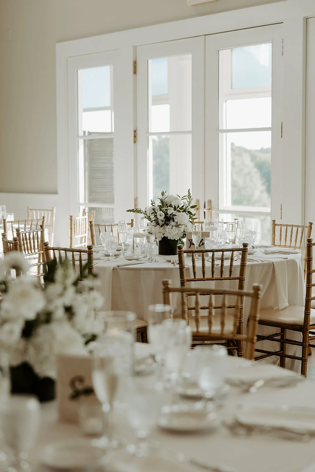 A wedding reception setup at Waverly Oaks