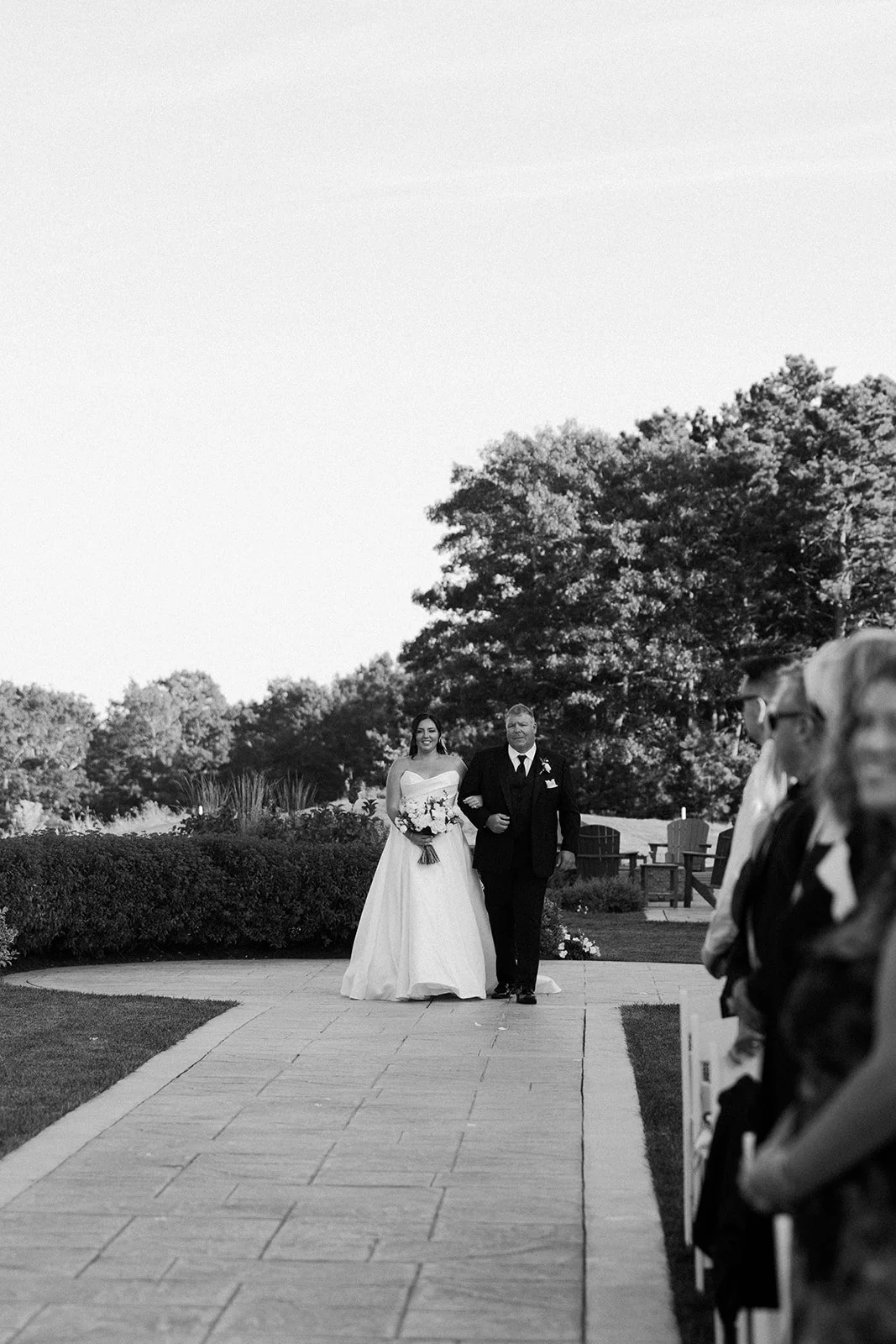 A bride walking down the aisle