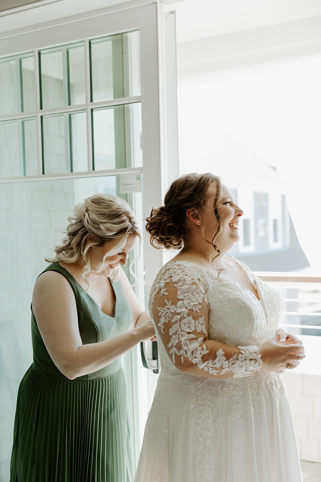 A bride getting ready for her Beauport Hotel wedding