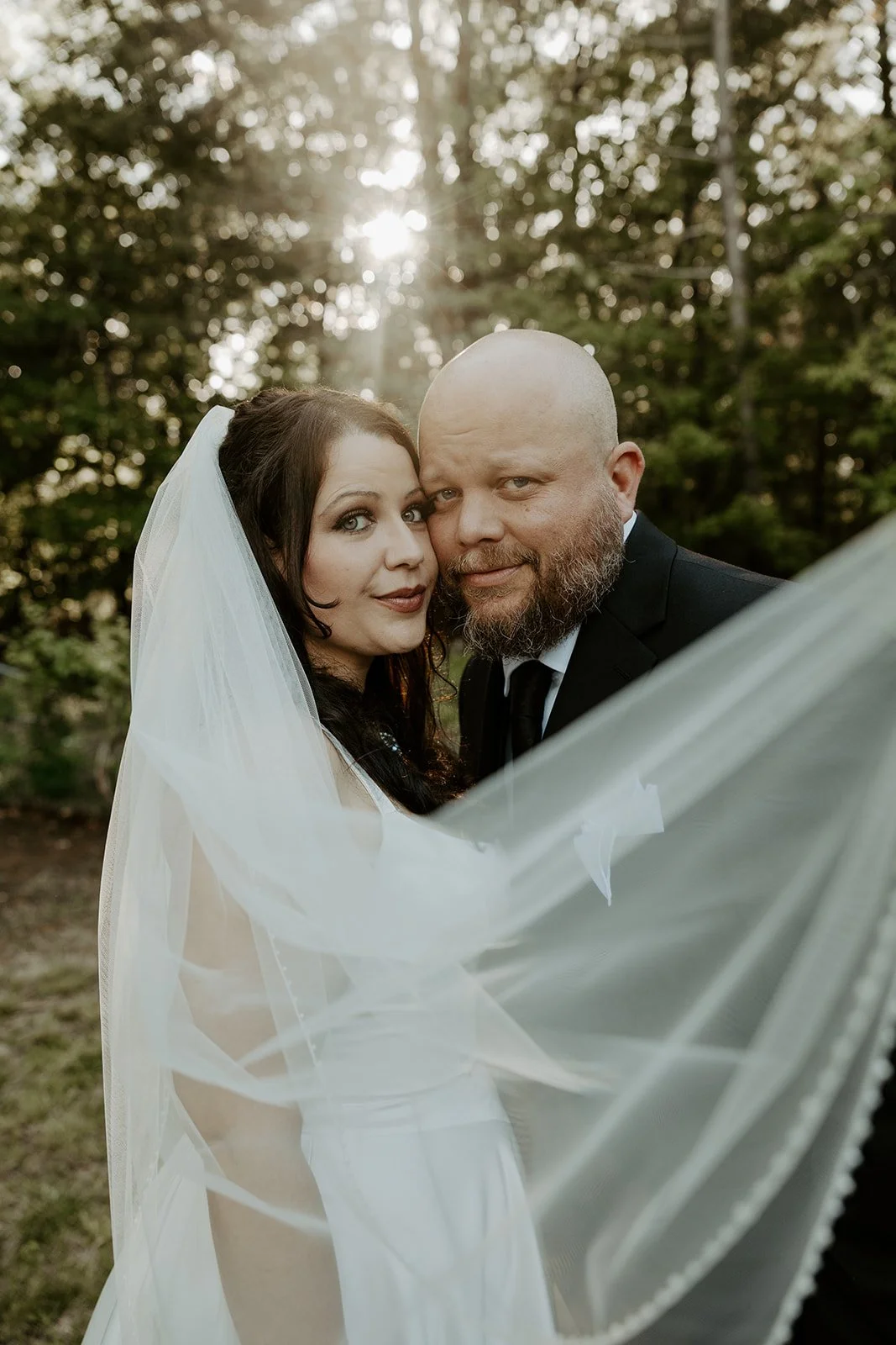 A bride and groom taking Boston wedding photos