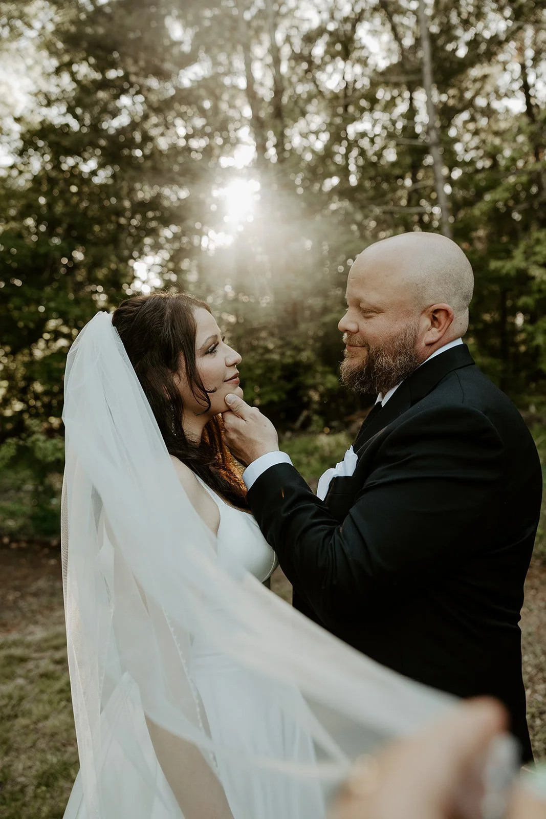 A bride and groom taking Boston wedding photos