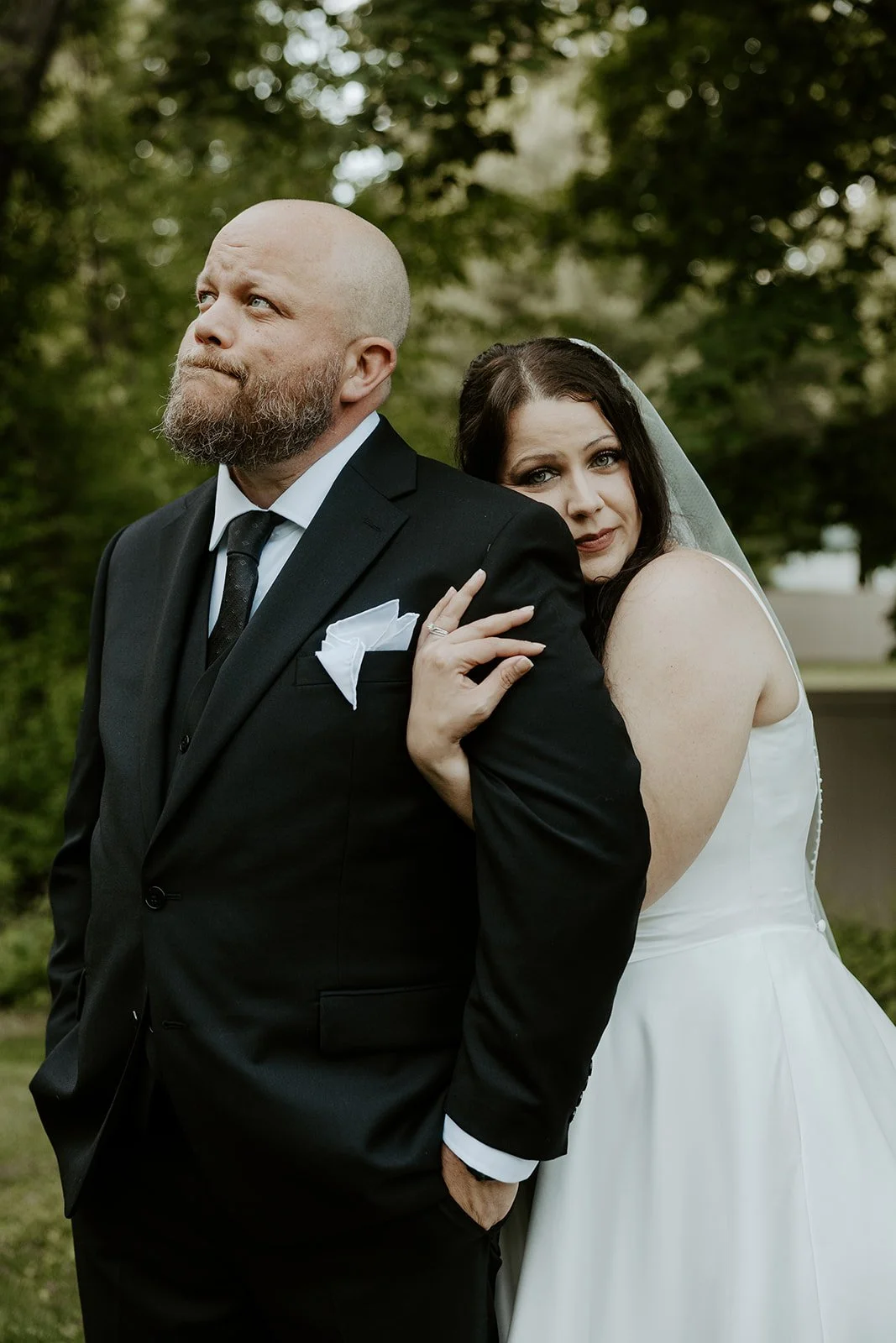 A bride and groom taking Boston wedding photos