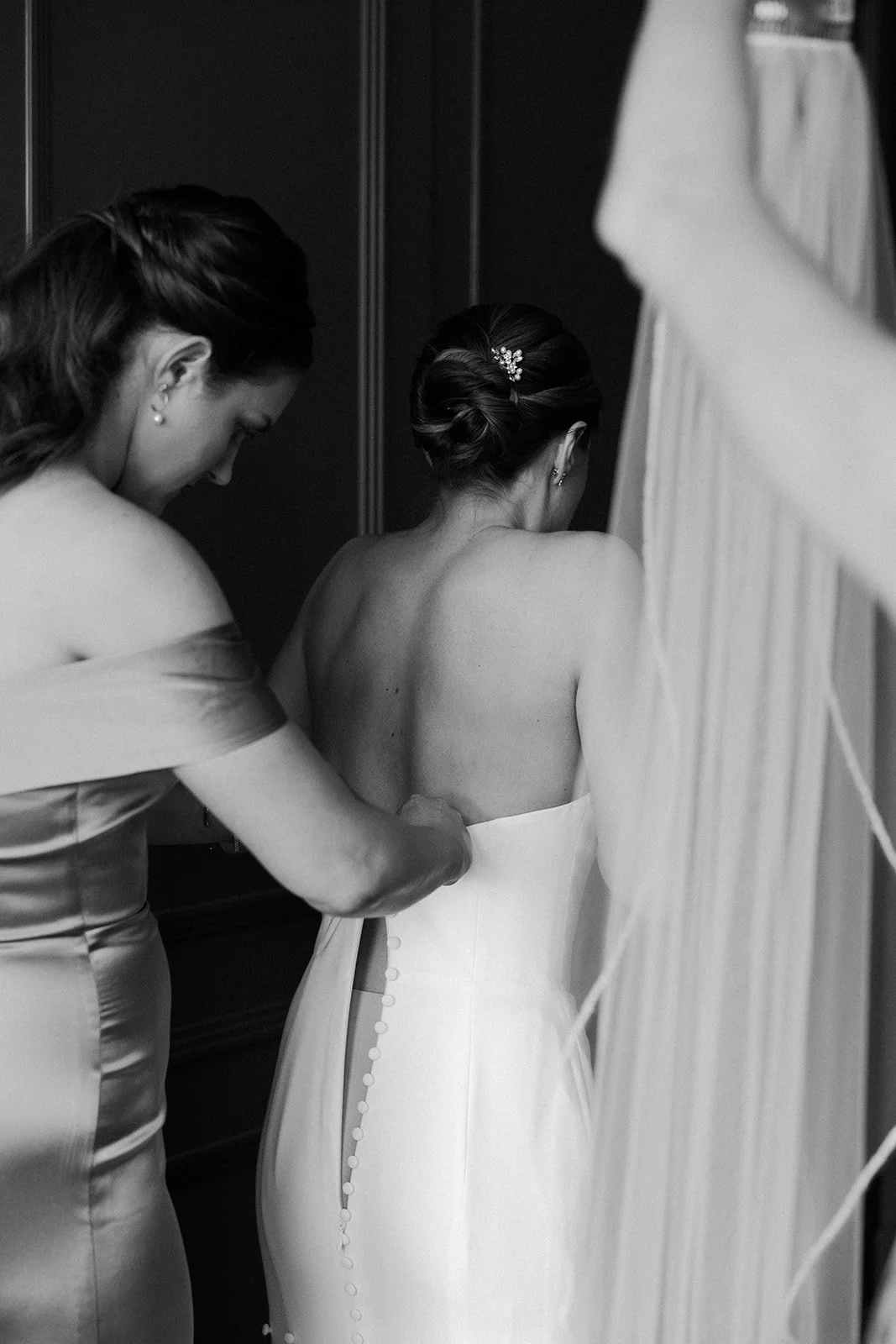A bride getting ready for her wedding