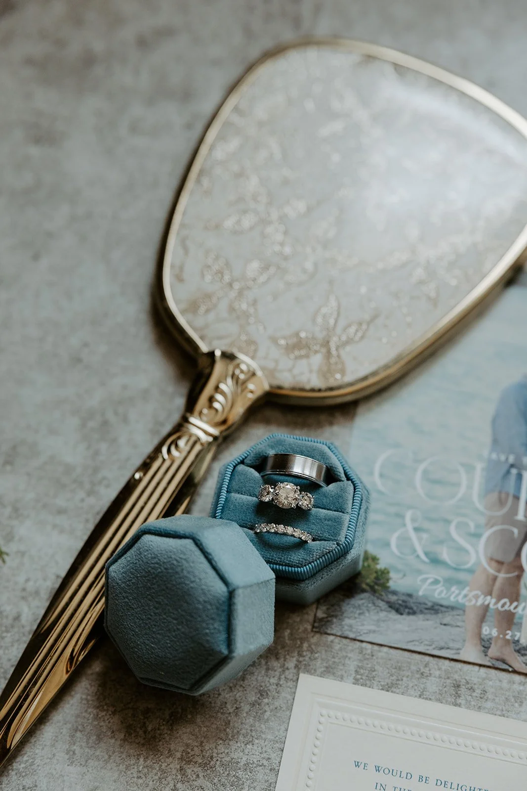 A wedding flat lay taken by a Boston wedding photographer